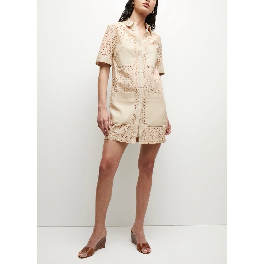 NWOT Veronica Beard Mini Eyelet Short-Sleeve Rafaela Shirt Dress - Picture 3 of 7